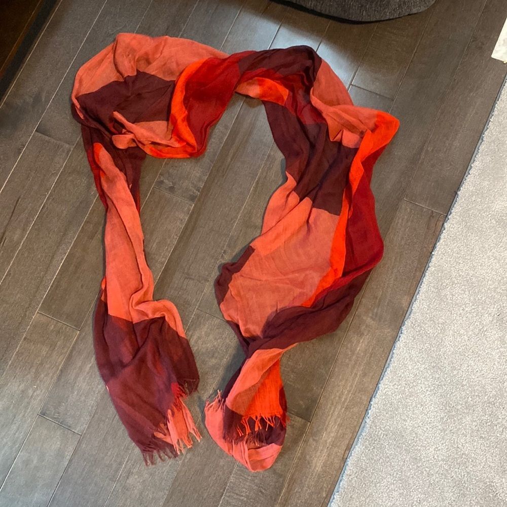Orange and burgundy and red scarf Jennifer Lopez from Kohl’s